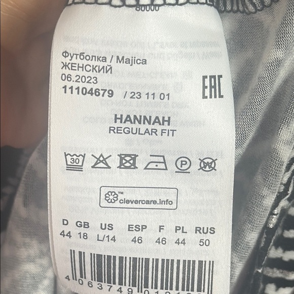 Olsen Hannah Black & White Leaf Patterned Glitter Accents Long Sleeve Top Size L - Picture 11 of 13